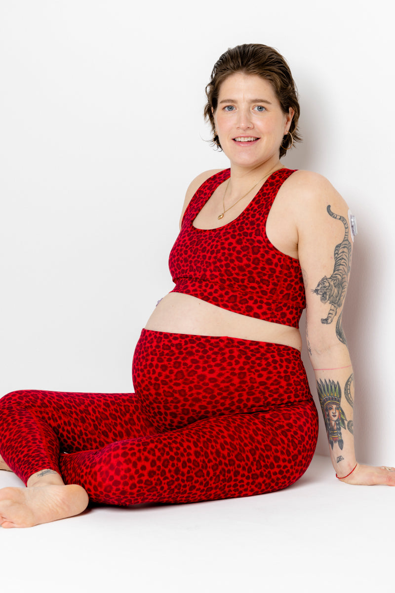 Maternity Leggings Leo Red | Hey Honey Yoga & Active Wear