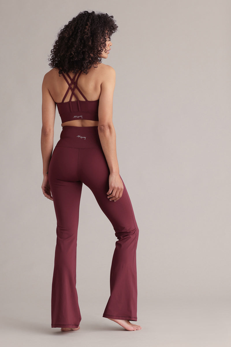 High-Waist Flared Leggings Always Dressed Italian Plum | Hey Honey & Active Wear