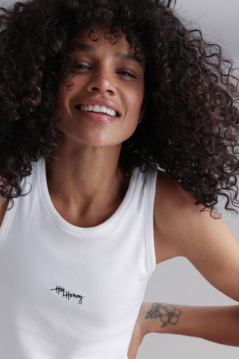 Rib Tank White | Hey Honey & Active Wear