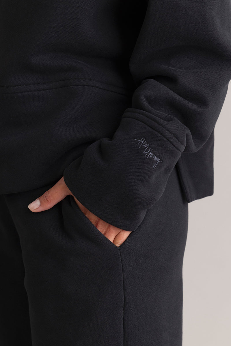 Cozy Hoodie Long Cuffs Black | Hey Honey & Active Wear