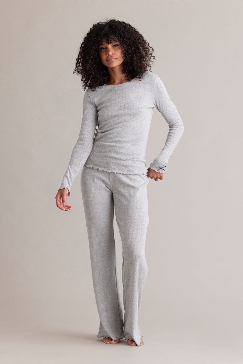 Longsleeve Pointelle Grey Melange | Hey Honey & Active Wear