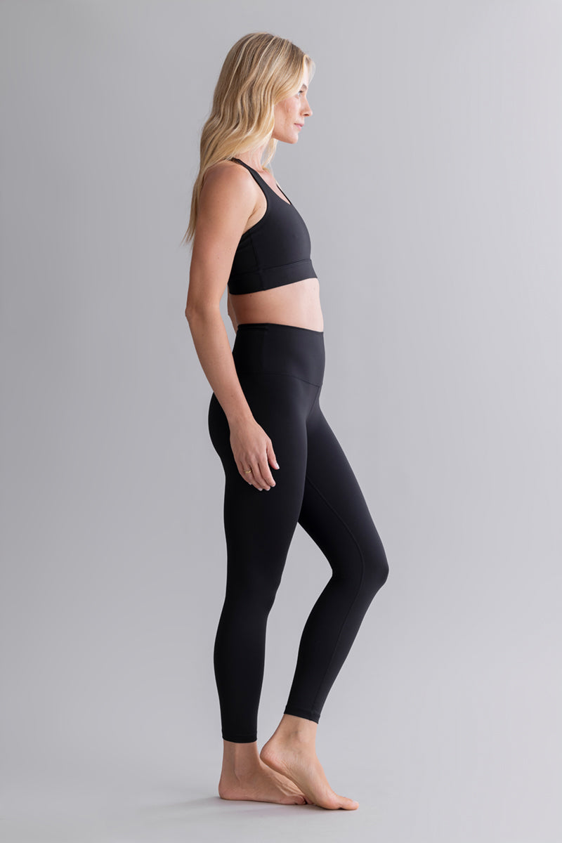 High-Waist Cropped Leggings Cotton Touch Black