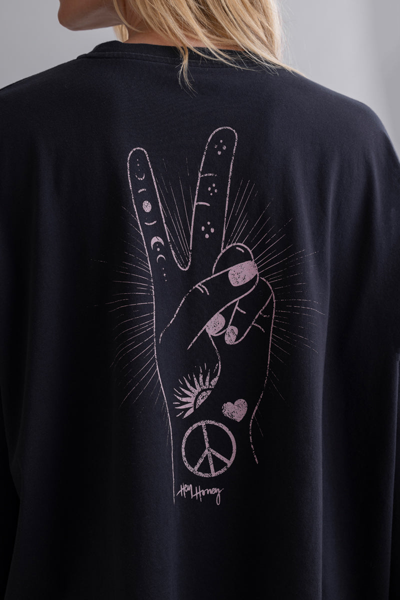 Oversized Longsleeve Peace Black | Hey Honey & Active Wear