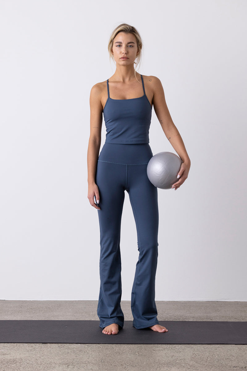 High-Waist Flared Leggings Cotton Touch Teal