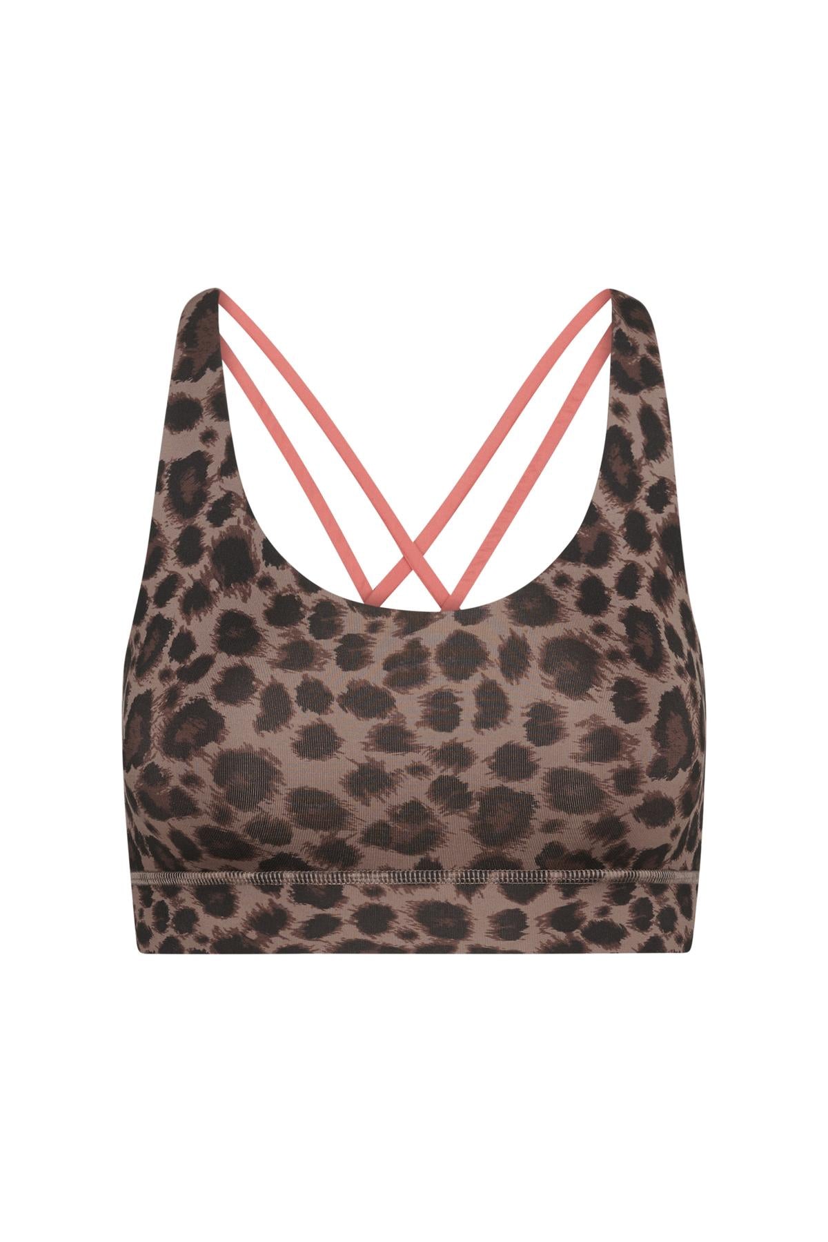 Criss-Cross Bra Leo Cocoa | Hey Honey Yoga & Active Wear