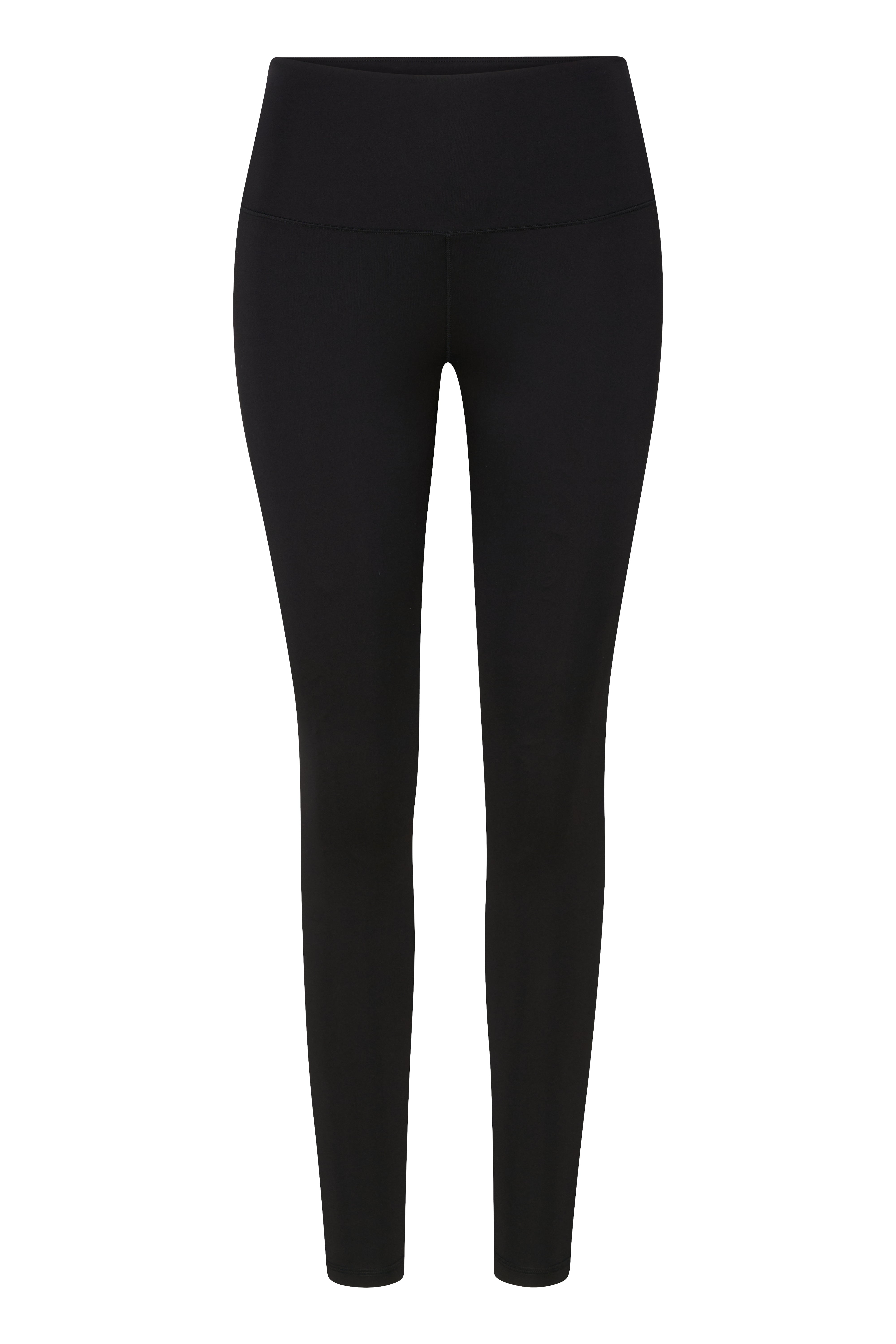 Hey Honey black high-waisted leggings, full length, on a white background.
