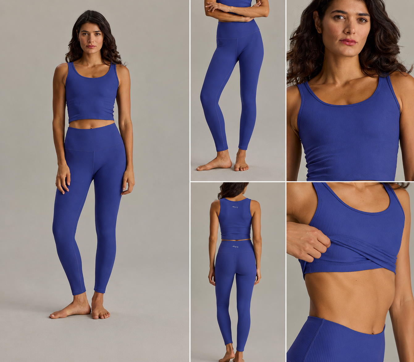 Leggings Cropped Ribbed Blue Depth | Hey Honey & Active Wear