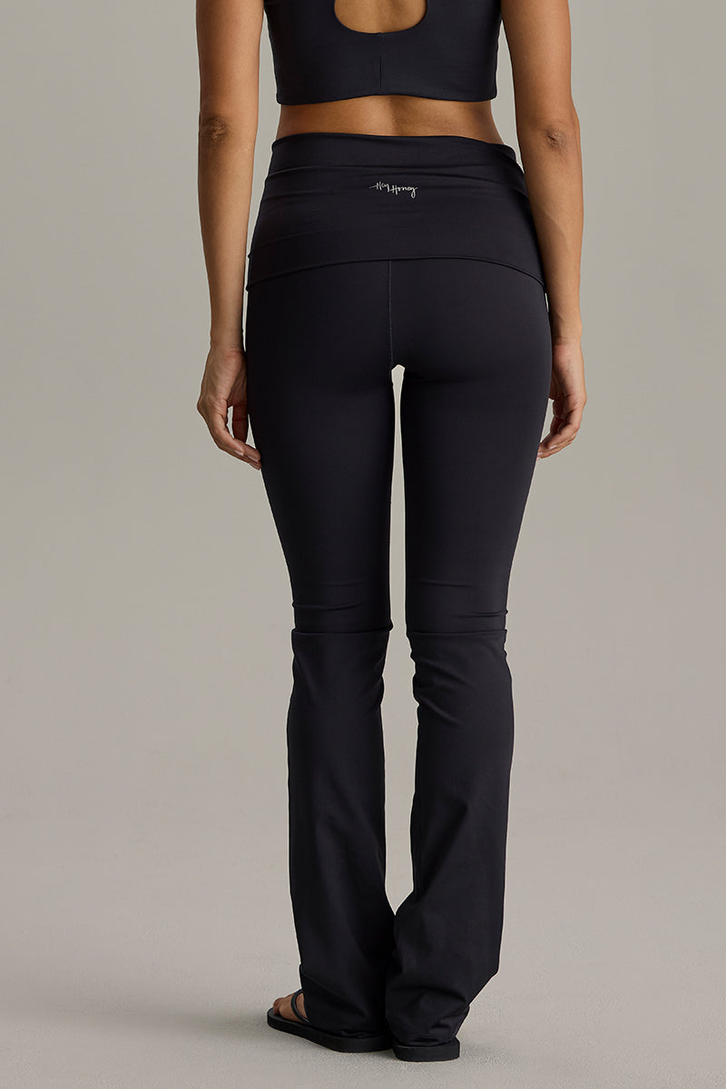 Fold Down Straight Leggings Cotton Touch Black | Hey Honey & Active Wear