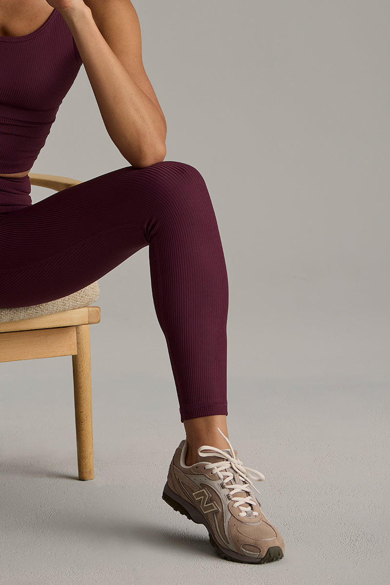 Leggings Cropped Ribbed Wine | Hey Honey & Active Wear