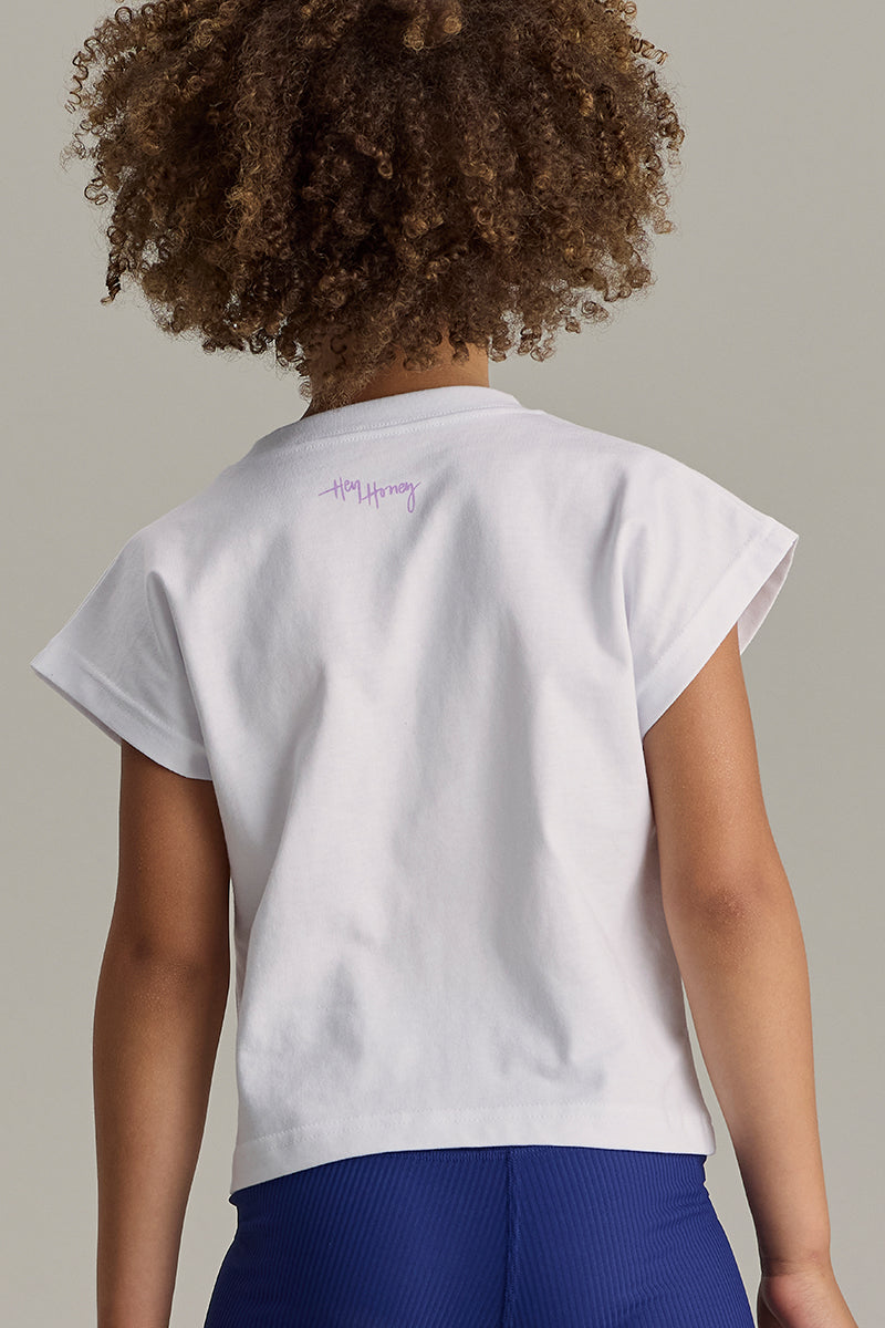 Kids Cropped T-Shirt White | Hey Honey & Active Wear