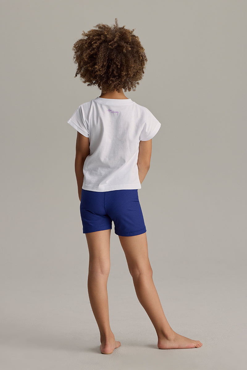 Kids Biker Ribbed Blue Depth | Hey Honey & Active Wear