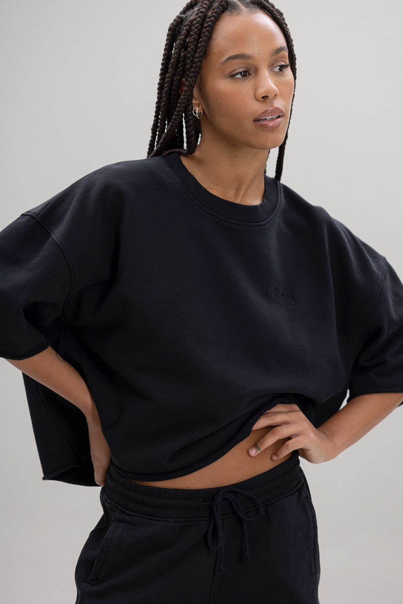Short Sleeve Sweat Black | Hey Honey Yoga & Active Wear