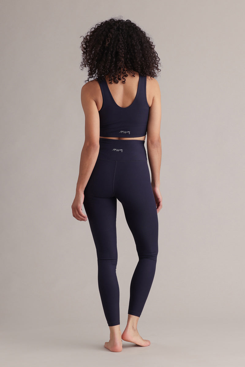 High-Waist Cropped Leggings Ribbed Baritone Blue | Hey Honey & Active Wear