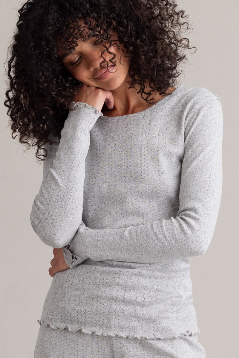 Longsleeve Pointelle Grey Melange | Hey Honey & Active Wear