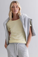 T-Shirt Pointelle Pastel Yellow | Hey Honey & Active Wear