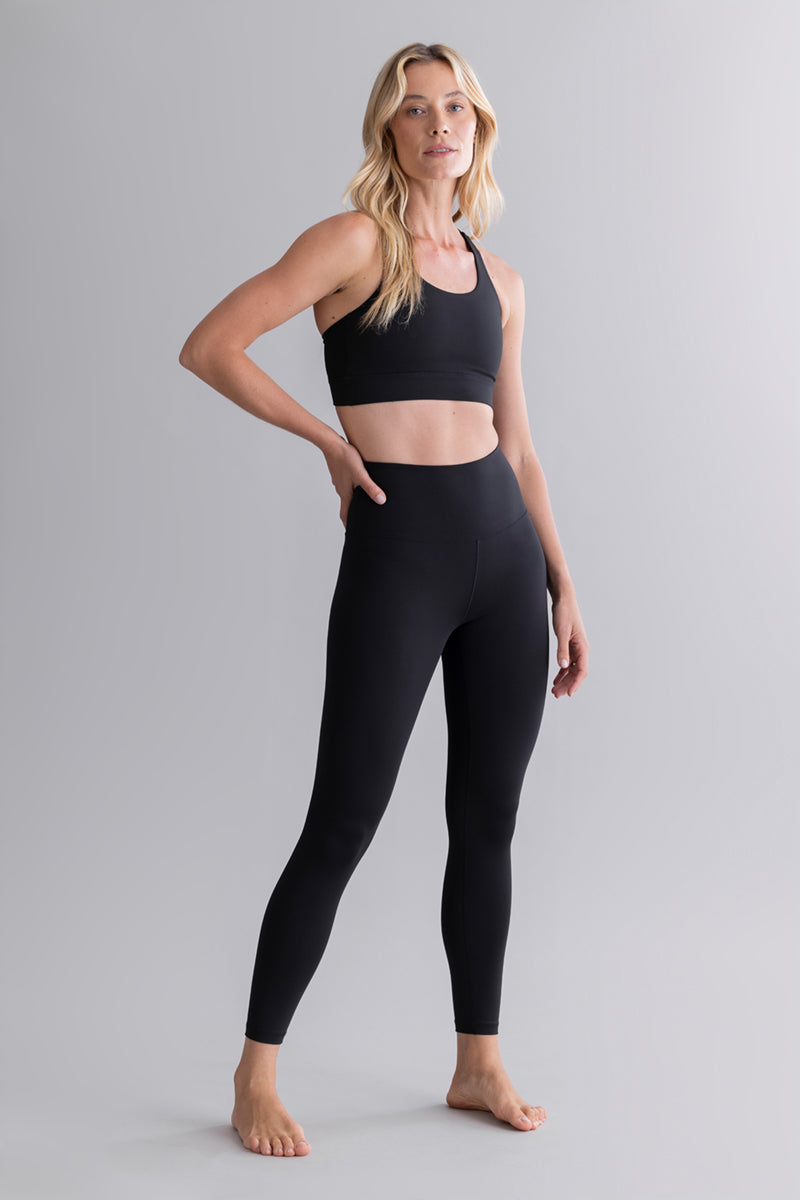 High-Waist Cropped Leggings Cotton Touch Black