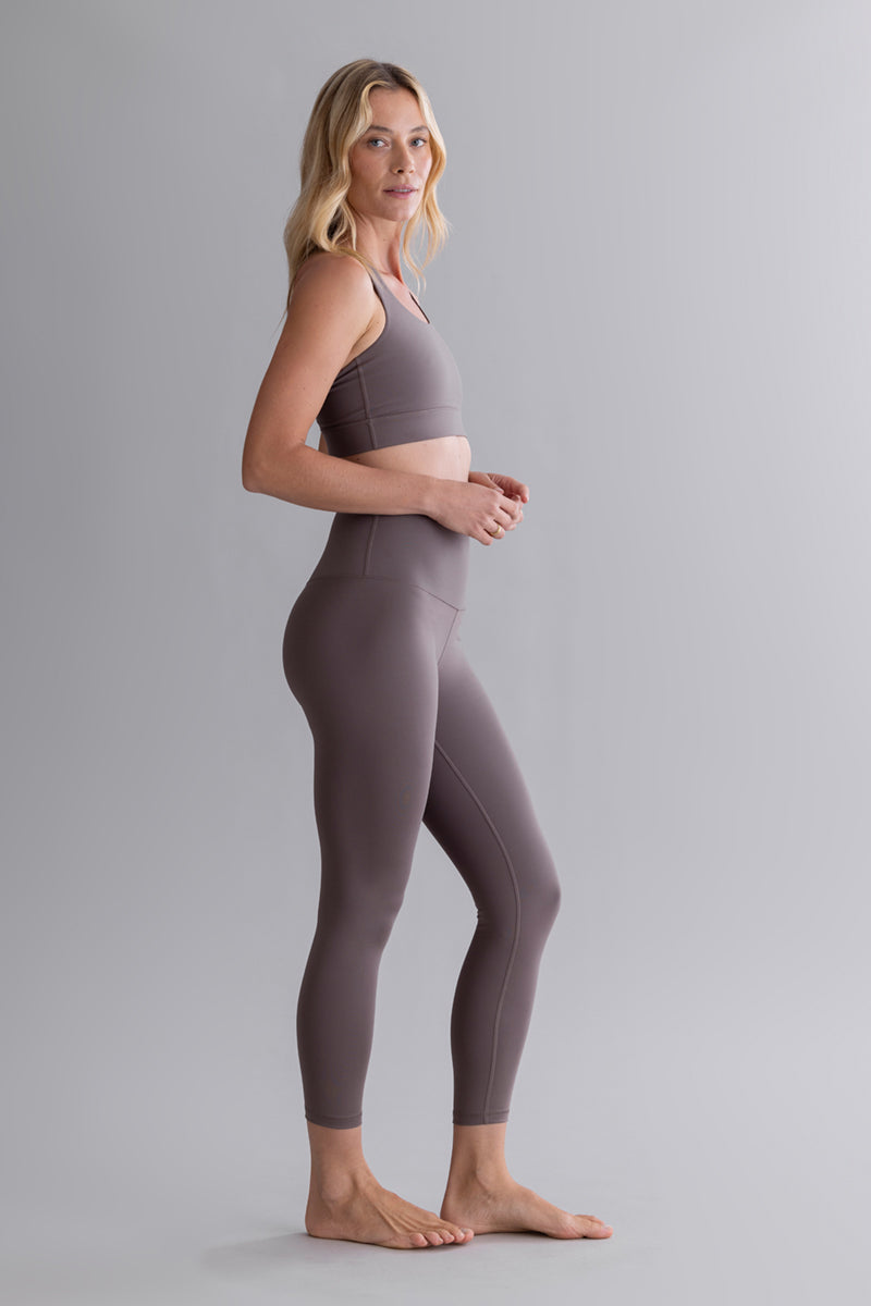 High-Waist Cropped Leggings Cotton Touch Taupe