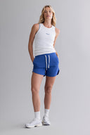 Rib Tank White Blue Logo | Hey Honey & Active Wear