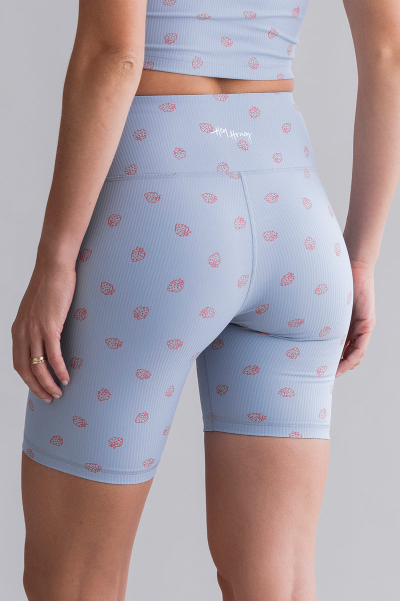 High Waist Biker Ribbed Juicy Dusty Blue | Hey Honey & Active Wear