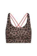 Criss-Cross Bra Leo Cocoa | Hey Honey Yoga & Active Wear