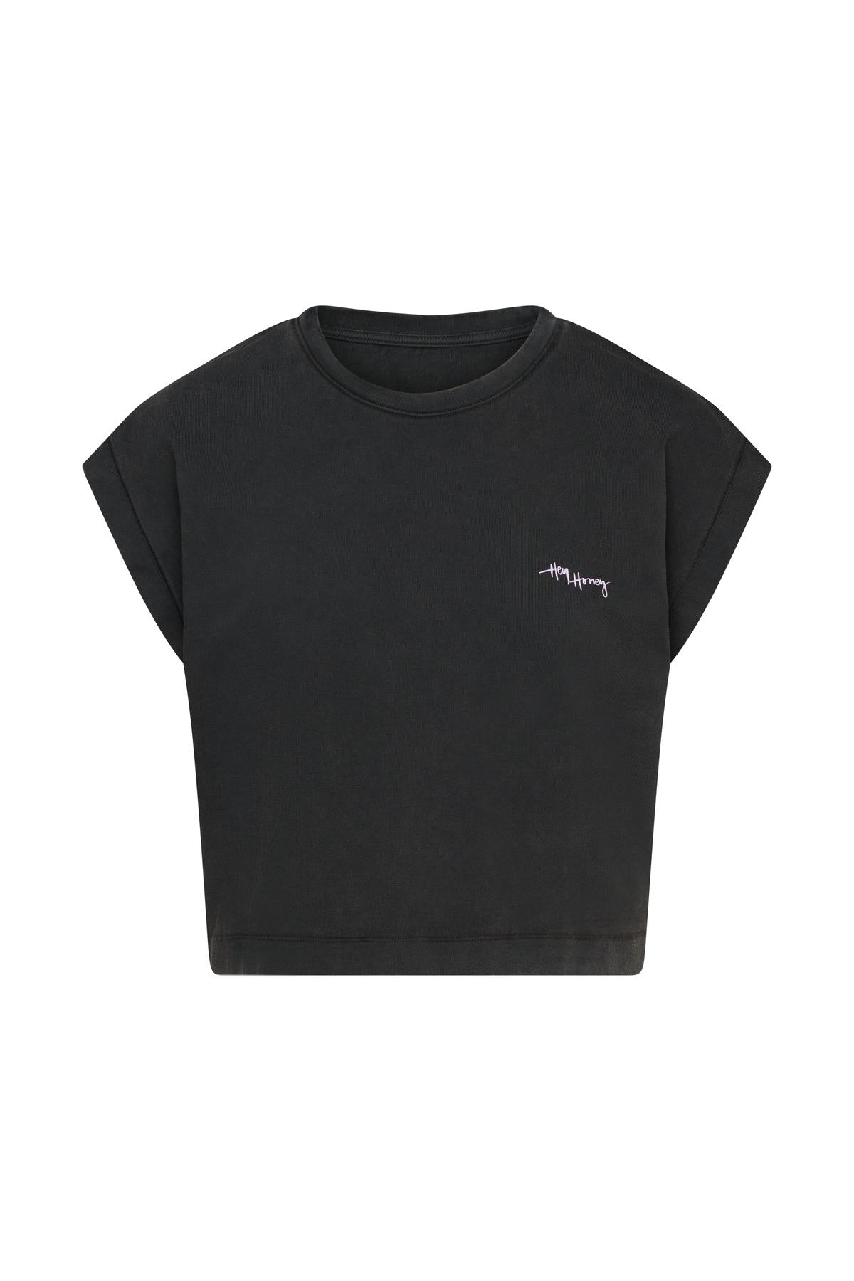Cropped Shirt Black | Hey Honey Yoga & Active Wear