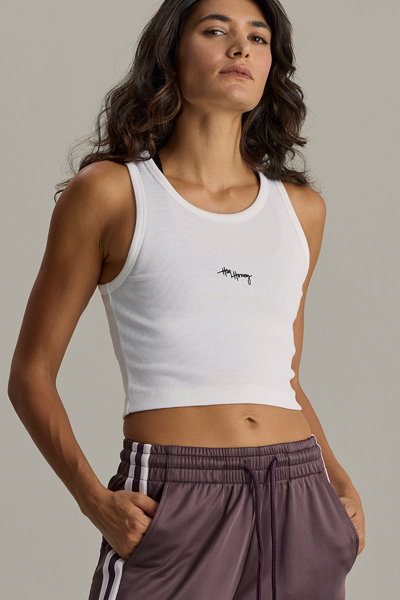 Rib Tank Cropped White | Hey Honey & Active Wear