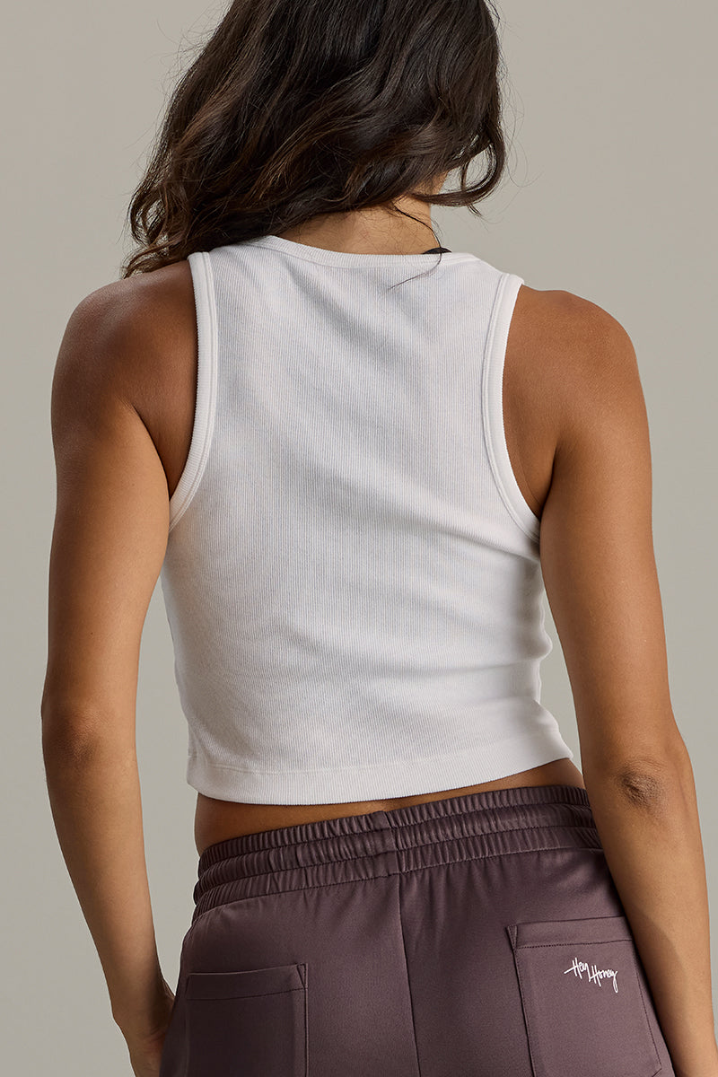 Rib Tank Cropped White | Hey Honey & Active Wear