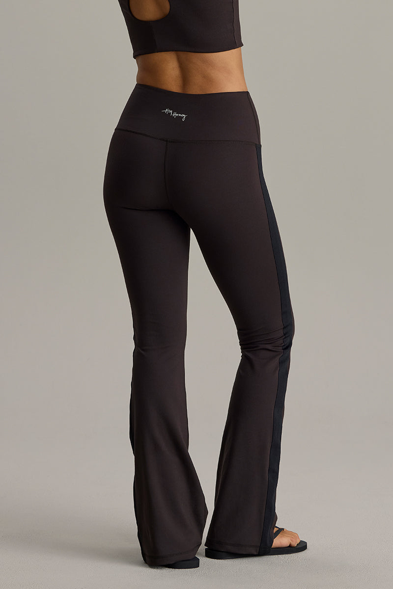 Flared Leggings Stripe Always Dressed Dark Brown | Hey Honey & Active Wear