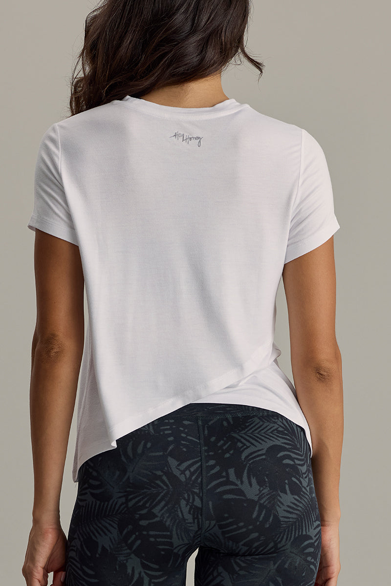 Active Wrap Tee White | Hey Honey & Active Wear