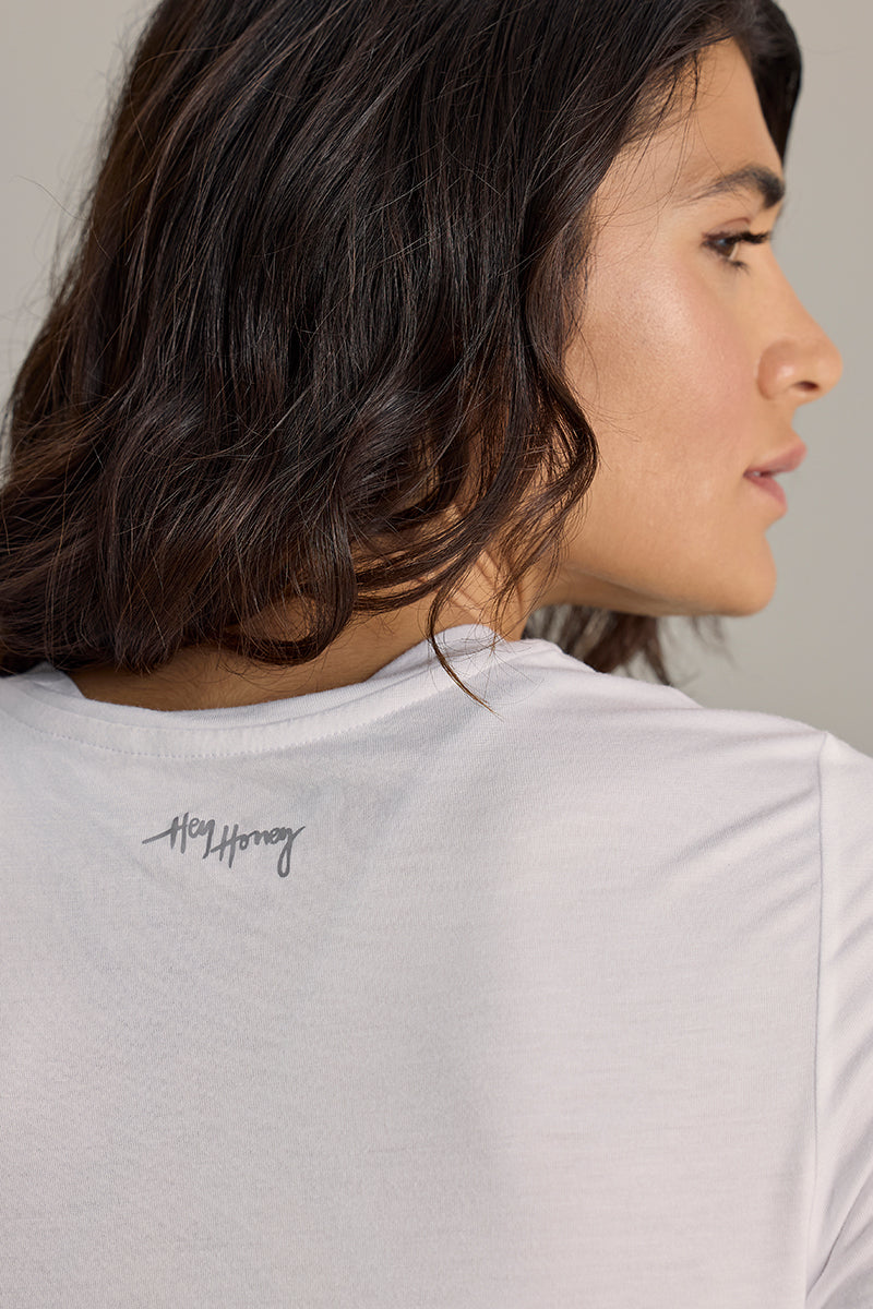 Active Wrap Tee White | Hey Honey & Active Wear