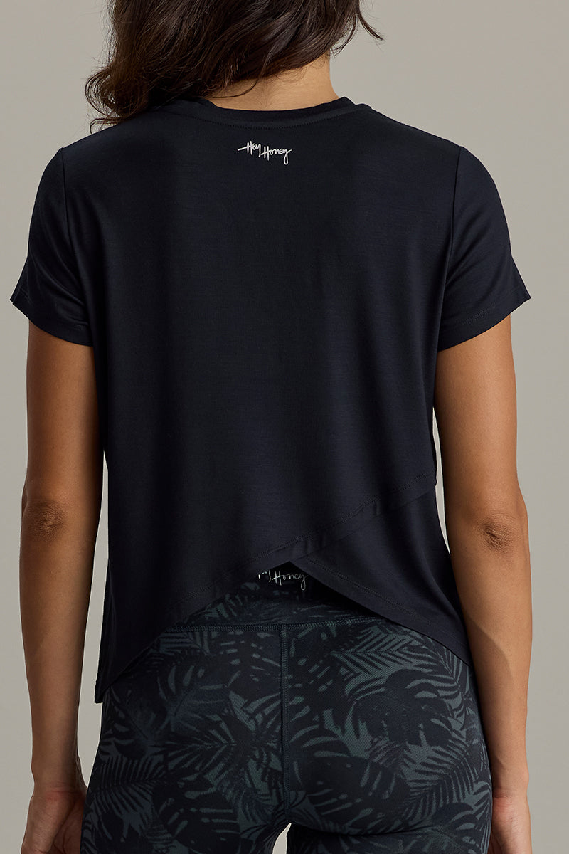 Active Wrap Tee Black | Hey Honey & Active Wear