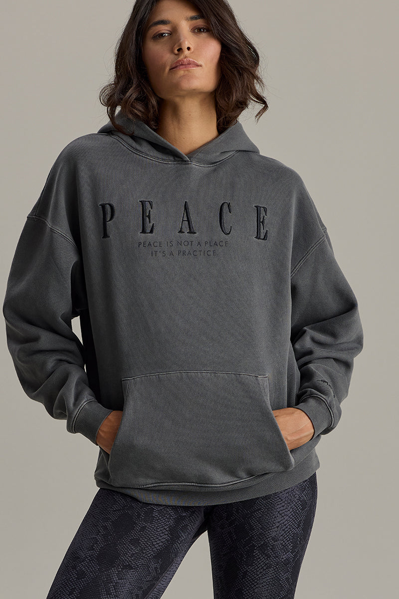 Hoodie Peace Black Washed | Hey Honey & Active Wear