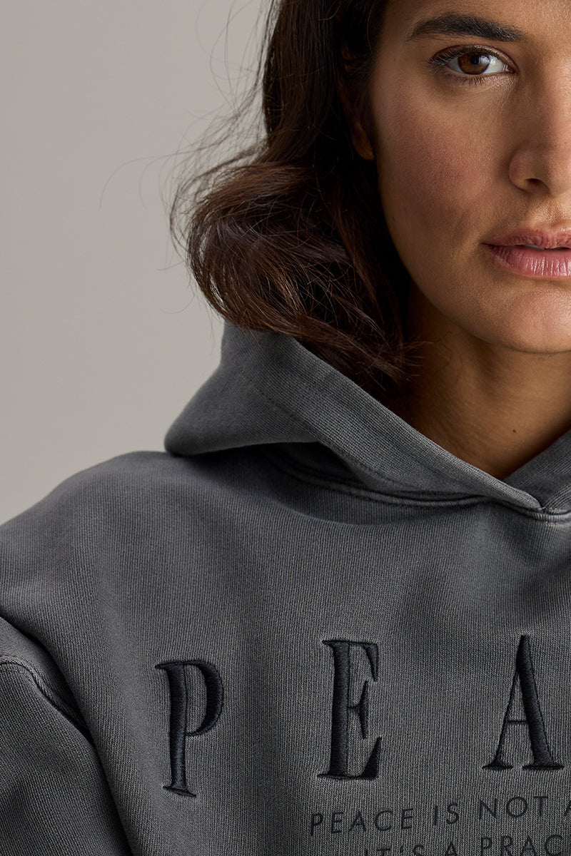 Hoodie Peace Black Washed | Hey Honey & Active Wear