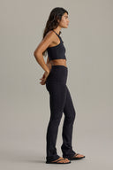 Fold Down Straight Leggings Cotton Touch Black | Hey Honey & Active Wear