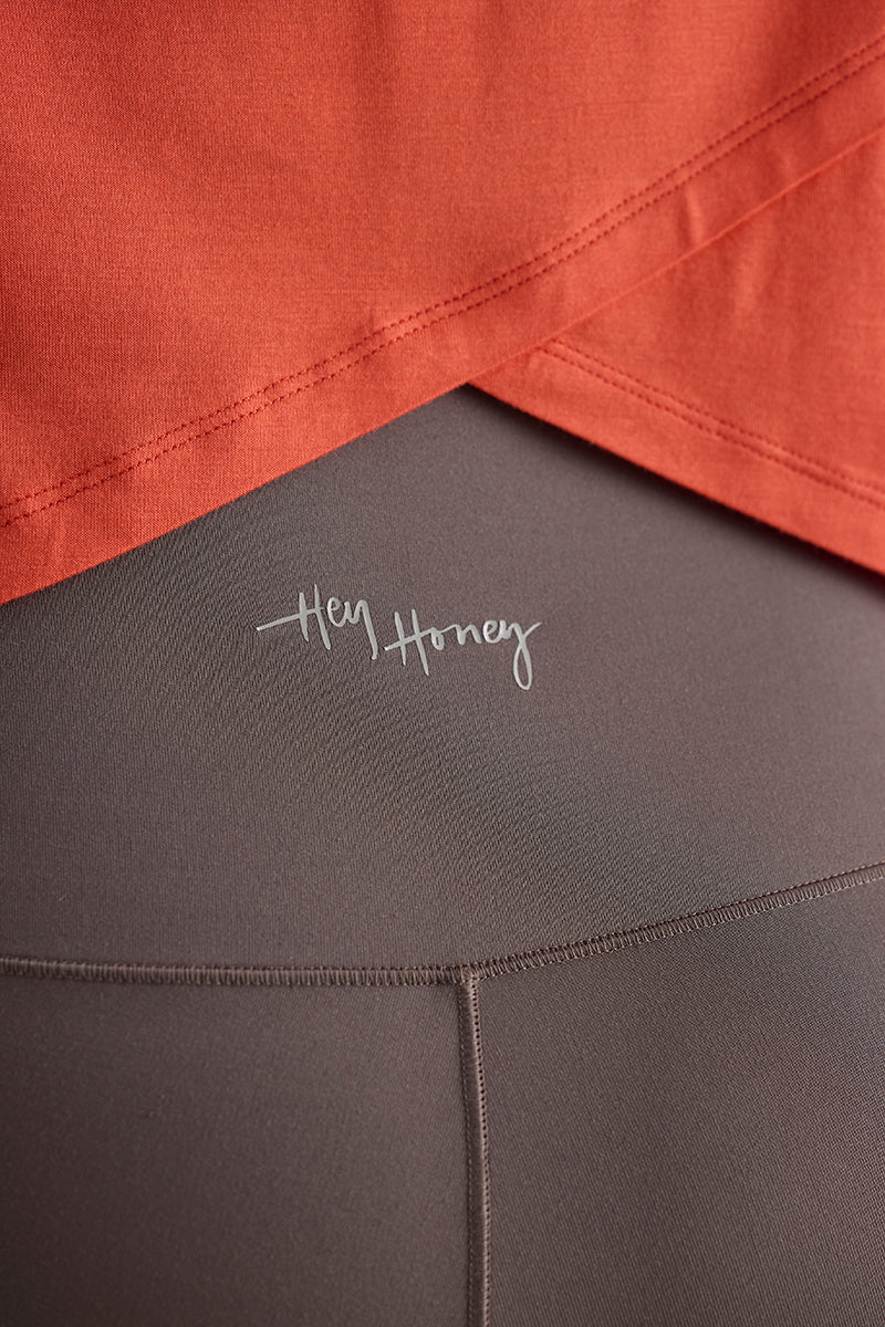Active Wrap Tee Hot Coral | Hey Honey & Active Wear