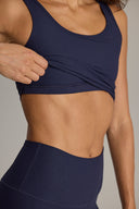 Cropped Ribbed Baritone Blue Set | Hey Honey & Active Wear