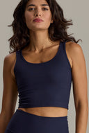 Cropped Ribbed Baritone Blue Set | Hey Honey & Active Wear