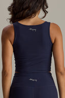 Cropped Ribbed Baritone Blue Set | Hey Honey & Active Wear
