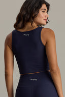 Cropped Ribbed Baritone Blue Set | Hey Honey & Active Wear