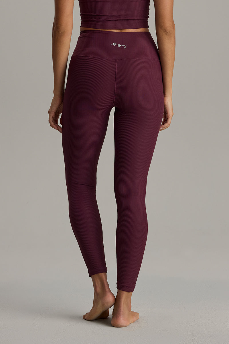 Leggings Cropped Ribbed Wine | Hey Honey & Active Wear