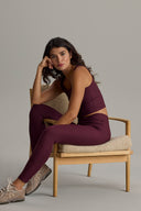 Leggings Cropped Ribbed Wine | Hey Honey & Active Wear