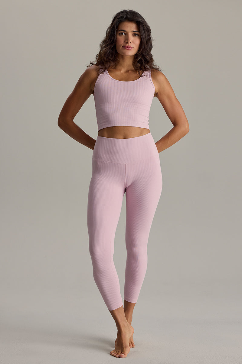 Cropped Ribbed Dawn Pink Set | Hey Honey & Active Wear