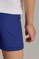 Kids Biker Ribbed Blue Depth | Hey Honey & Active Wear