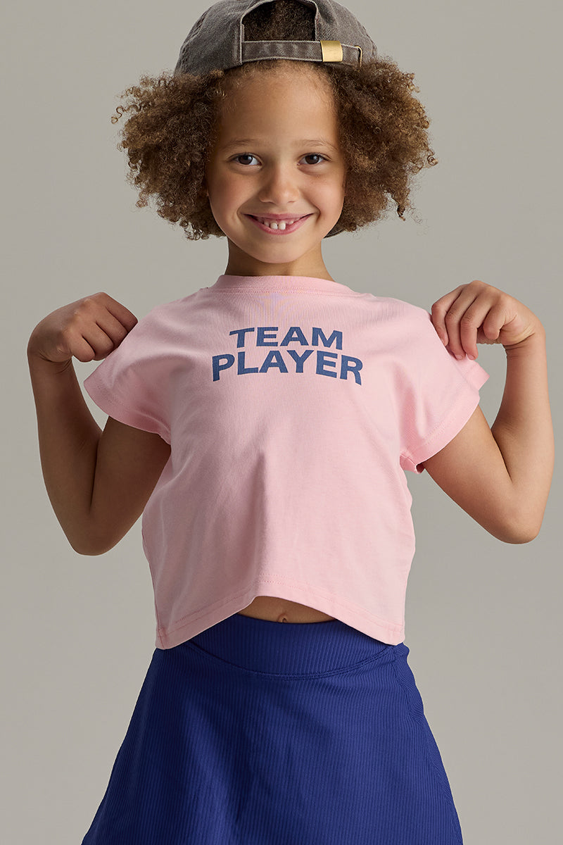 Kids Cropped T-Shirt Pink | Hey Honey & Active Wear